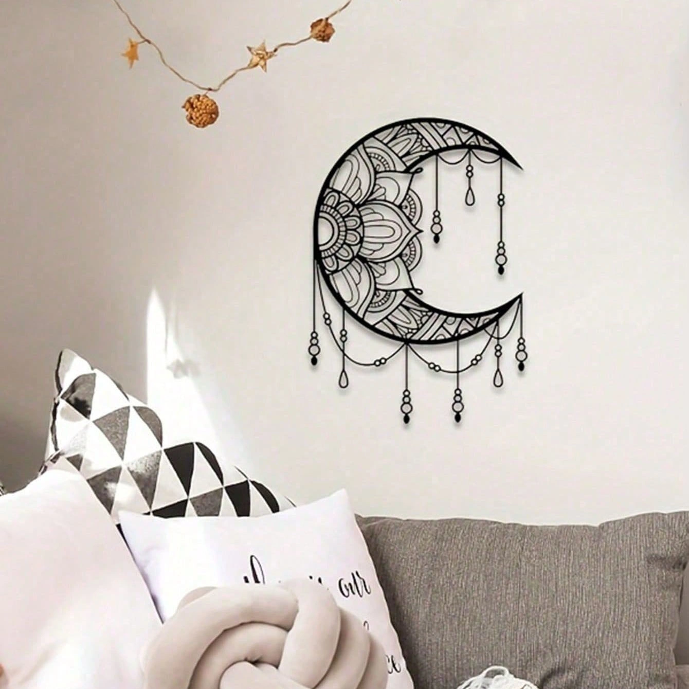 CIFbuy Mandala Moon Iron Wall Hanging Art, Boho Yoga Meditation Room Decor, Mountain Sun Metal Wall Art view 2