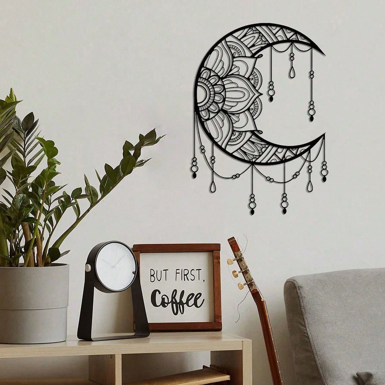 CIFbuy Mandala Moon Iron Wall Hanging Art, Boho Yoga Meditation Room Decor, Mountain Sun Metal Wall Art view 4