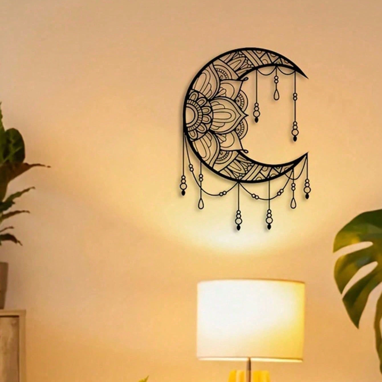CIFbuy Mandala Moon Iron Wall Hanging Art, Boho Yoga Meditation Room Decor, Mountain Sun Metal Wall Art view 7
