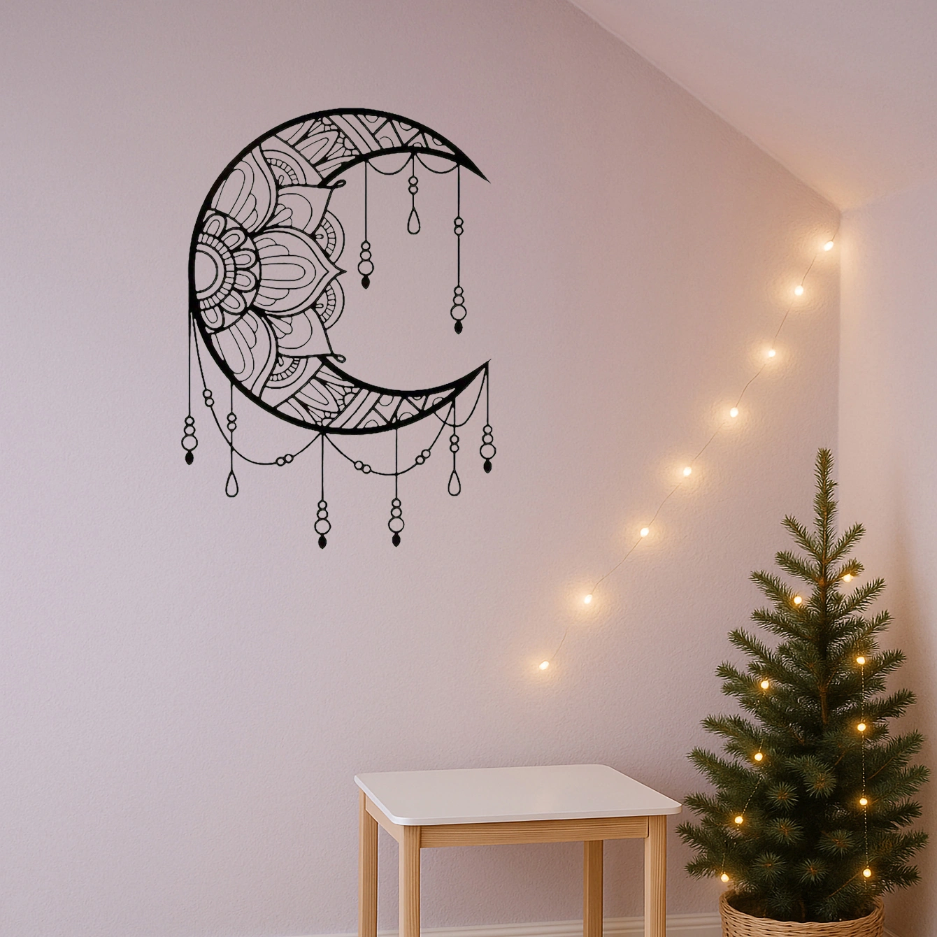 CIFbuy Mandala Moon Iron Wall Hanging Art, Boho Yoga Meditation Room Decor, Mountain Sun Metal Wall Art view 8