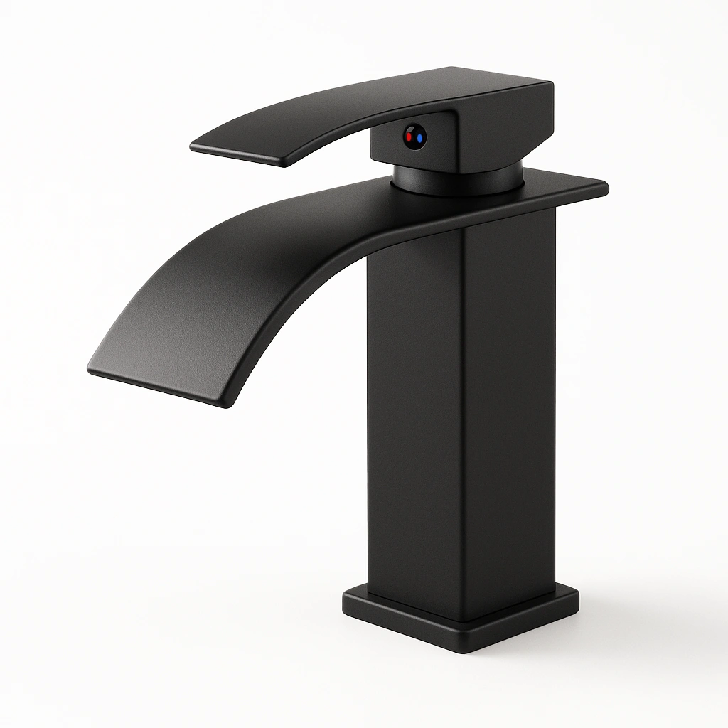 Matte Black Single Handle Bathroom Faucet, Stainless Steel Single Hole Lavatory Tap, Modern Single-Function Basin Faucet