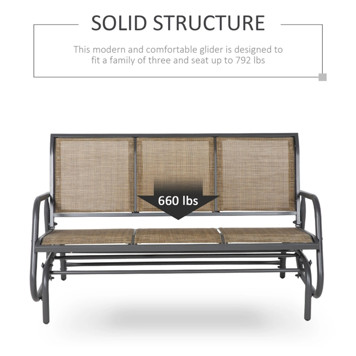 Outdoor Courtyard Seating Set - 3-Person Brown Sofa with Weather-Resistant Cushions