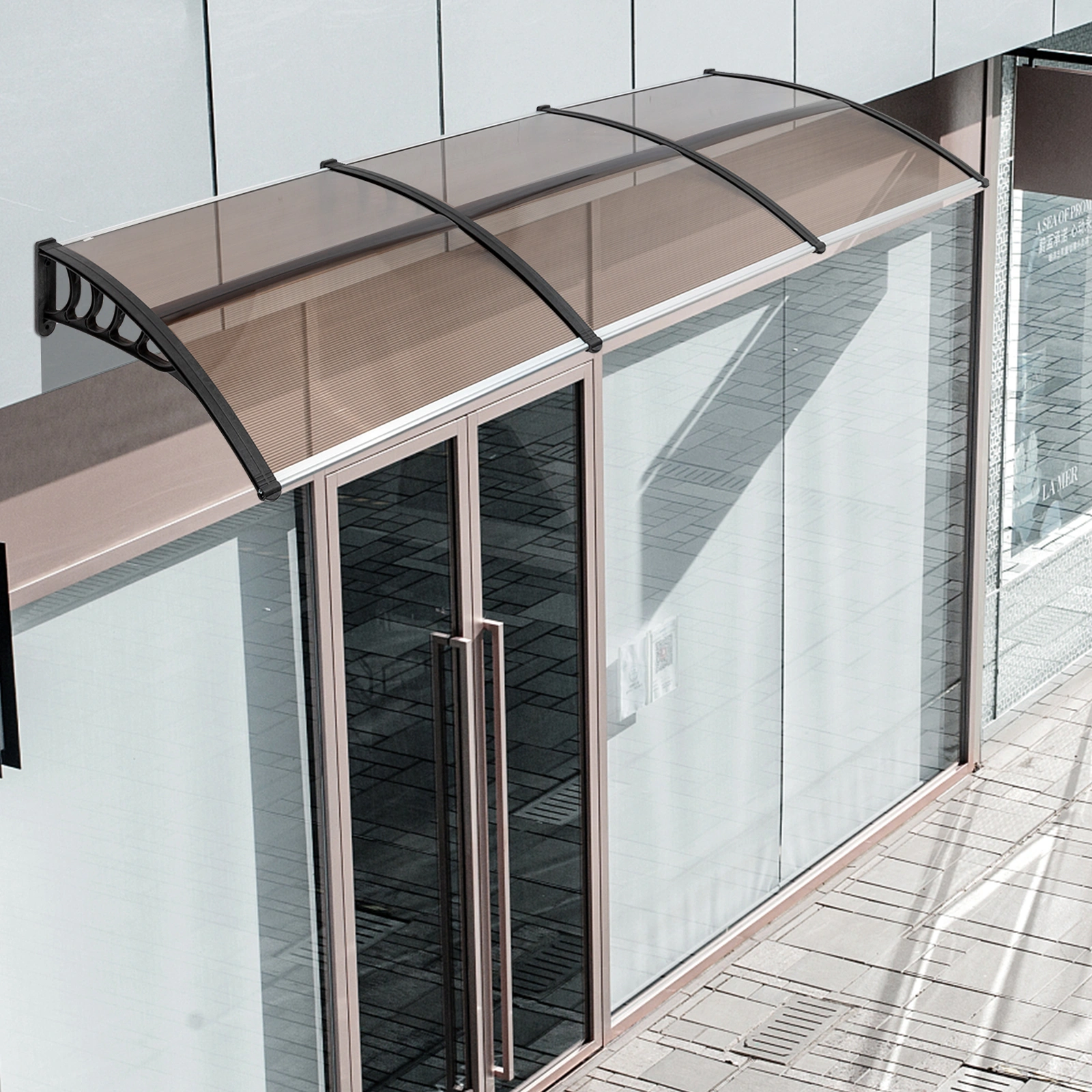 HT-300 x 100 Door & Window Rain Cover Eaves Protector, Brown Board with Black Holder, Household Weather Shield view 21