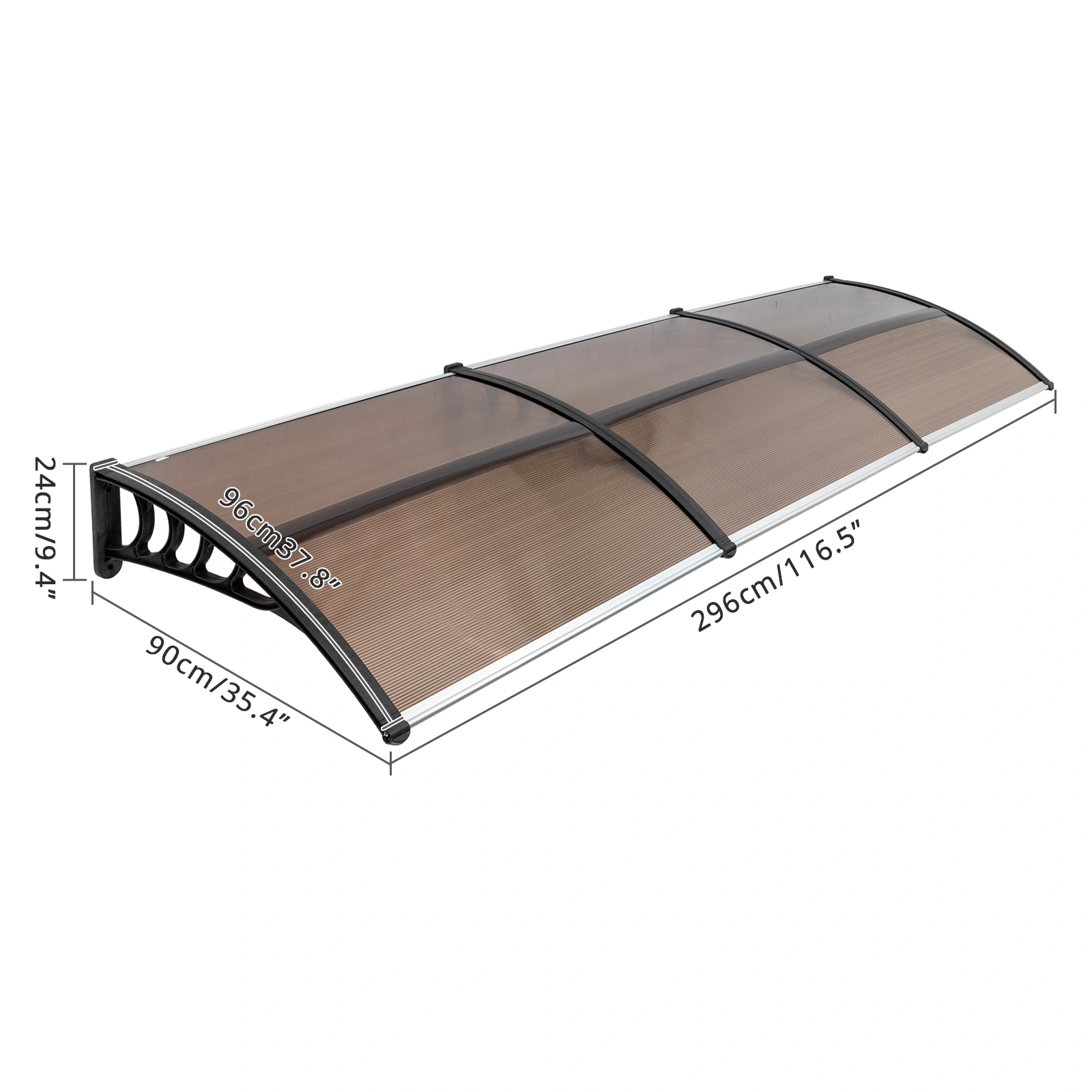 HT-300 x 100 Door & Window Rain Cover Eaves Protector, Brown Board with Black Holder, Household Weather Shield view 9