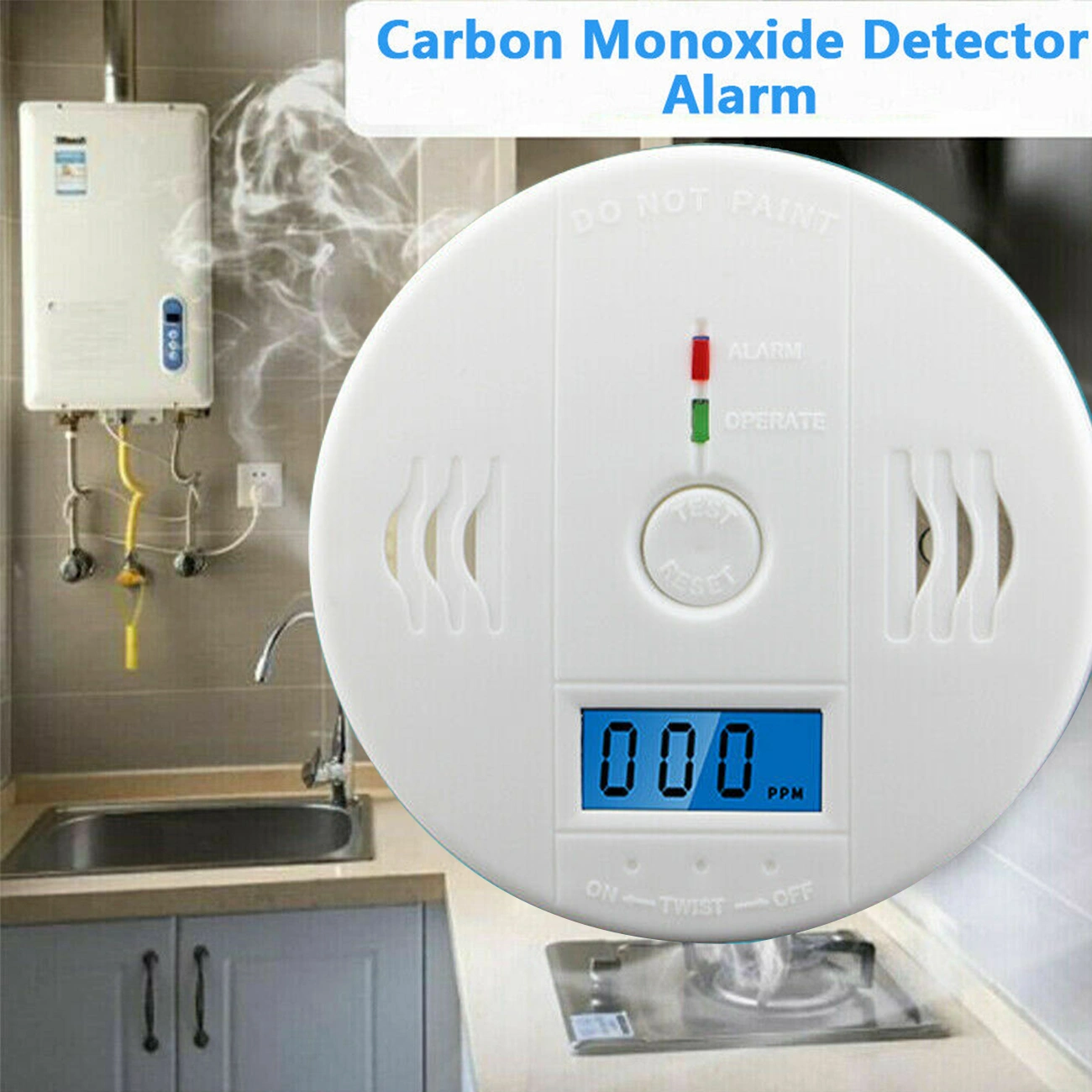 LCD Display CO Carbon Monoxide Gas Detector Alarm, Home Safety Indoor Air Quality Monitor