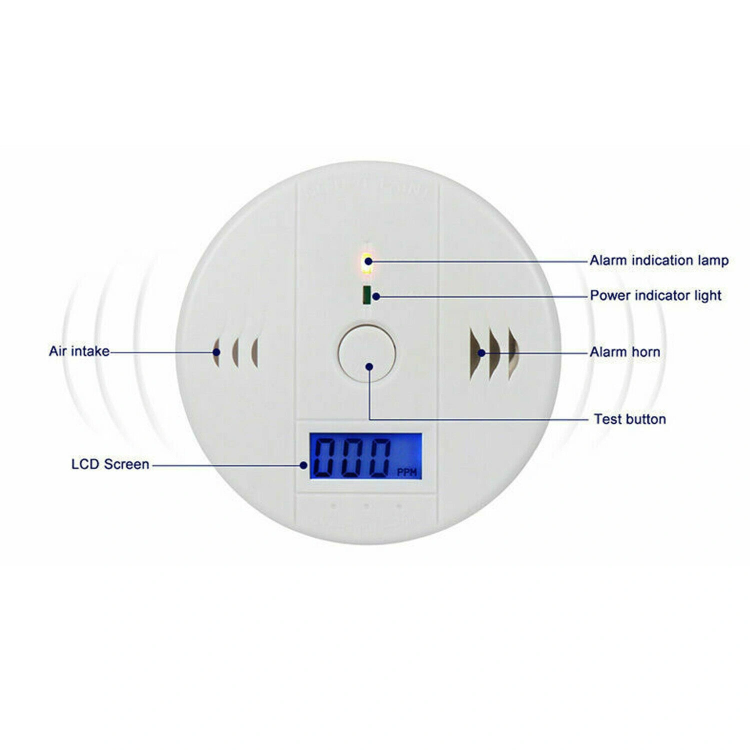 LCD Display CO Carbon Monoxide Gas Detector Alarm, Home Safety Indoor Air Quality Monitor view 2