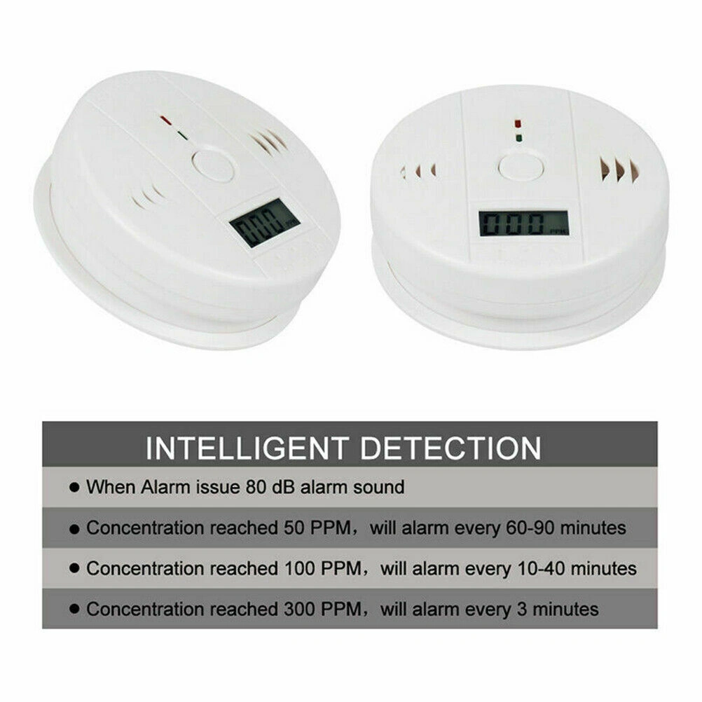 LCD Display CO Carbon Monoxide Gas Detector Alarm, Home Safety Indoor Air Quality Monitor view 4