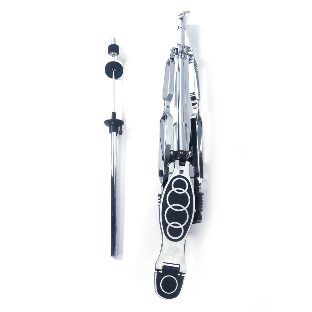 Professional Drum High Hat Cymbal Stand with Foot Pedal, Adjustable Control Style, Silver & Black