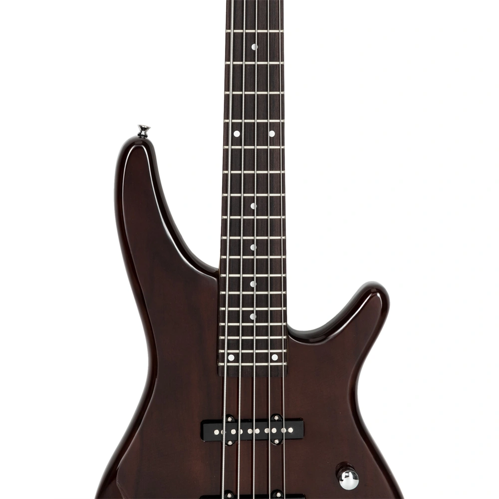 5-String Electric Bass Guitar Full Size Earth Brown Finish Includes Bag Strap Pick Connector Wrench Tool view 13