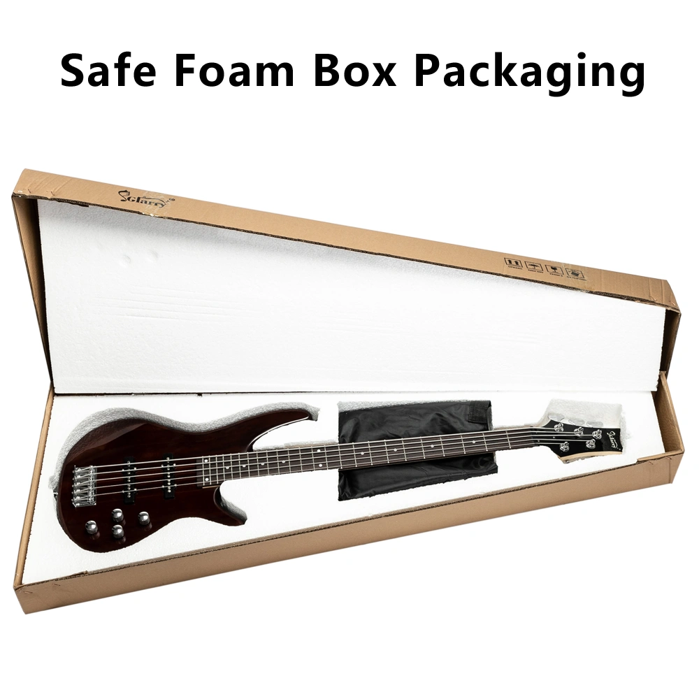 5-String Electric Bass Guitar Full Size Earth Brown Finish Includes Bag Strap Pick Connector Wrench Tool view 14