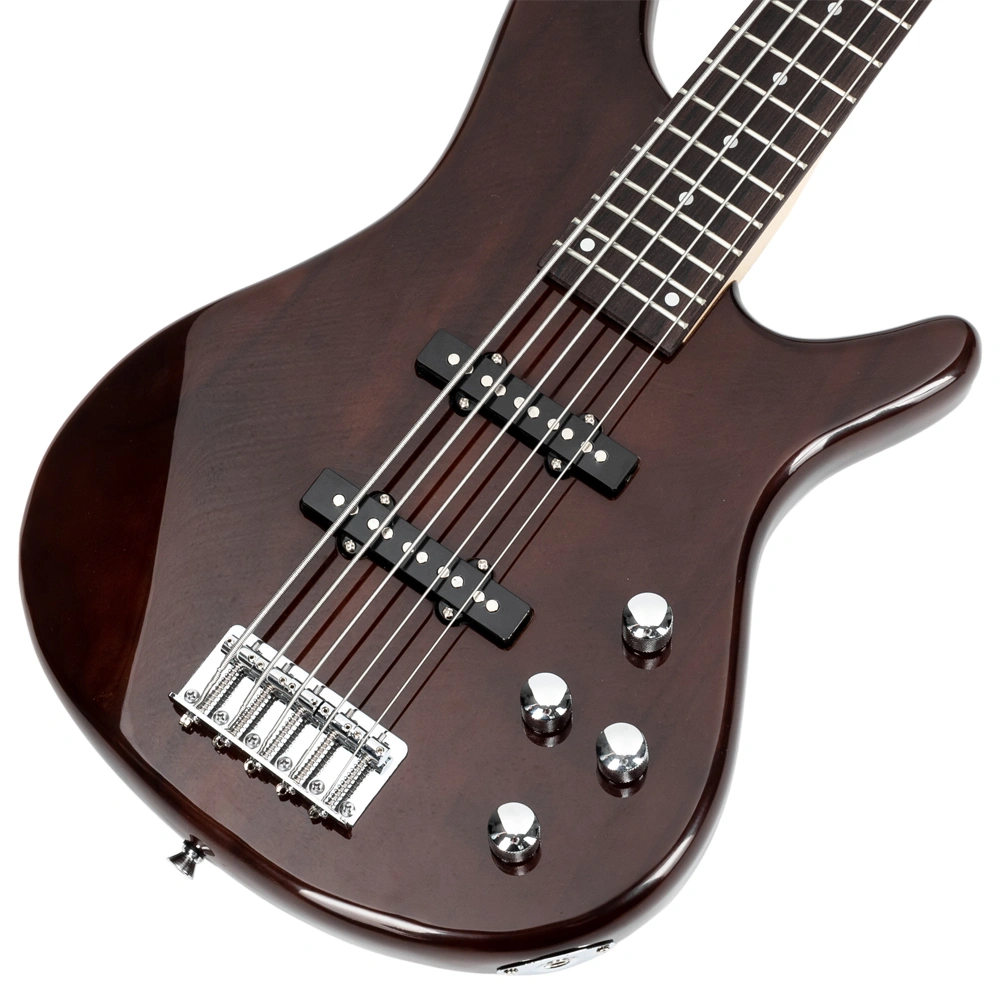 5-String Electric Bass Guitar Full Size Earth Brown Finish Includes Bag Strap Pick Connector Wrench Tool view 18