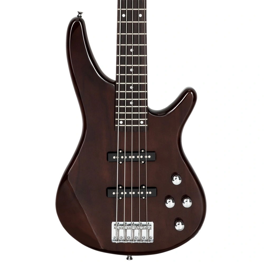 5-String Electric Bass Guitar Full Size Earth Brown Finish Includes Bag Strap Pick Connector Wrench Tool view 8
