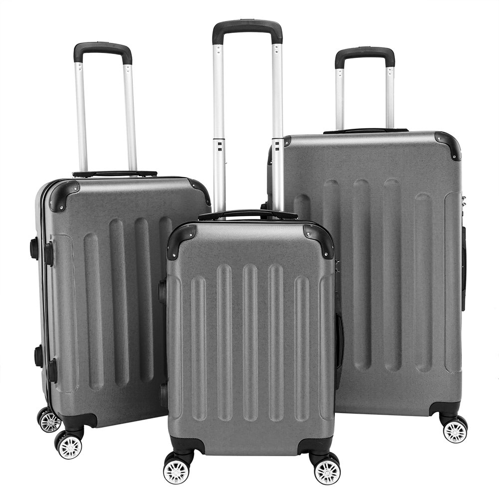 3-in-1 Portable ABS Trolley Luggage Case Set 20"/24"/28" Dark Gray