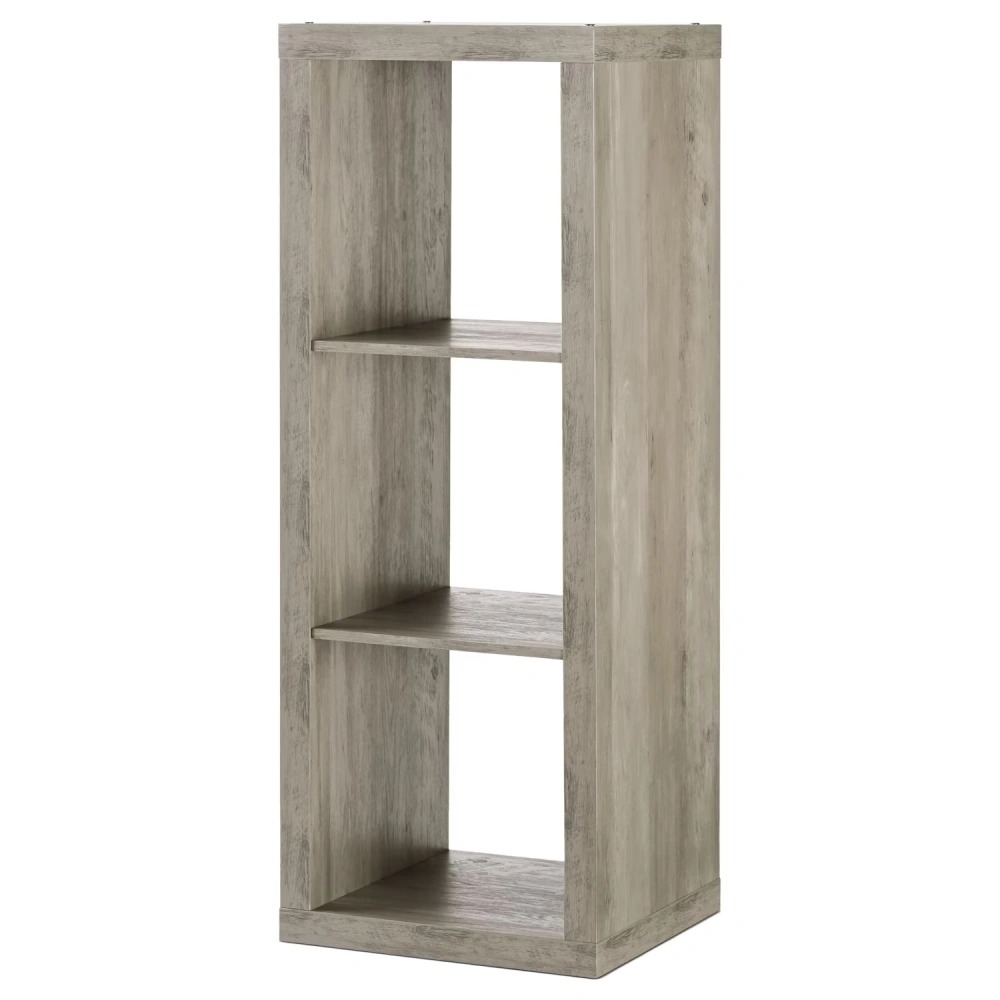 3 Cube Storage Organizer, Rustic Gray Fabric Collapsible Shelf view 3