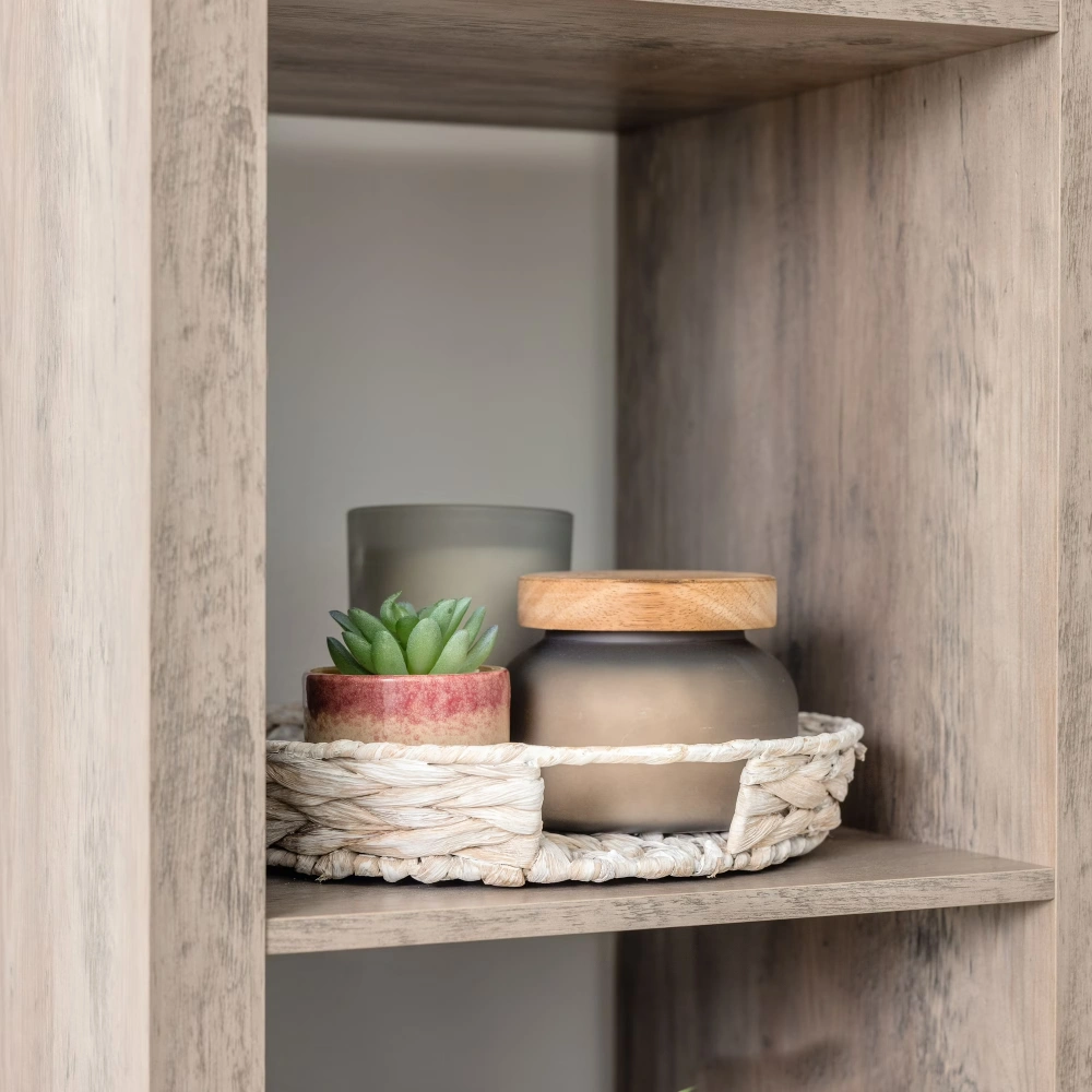 3 Cube Storage Organizer, Rustic Gray Fabric Collapsible Shelf view 4