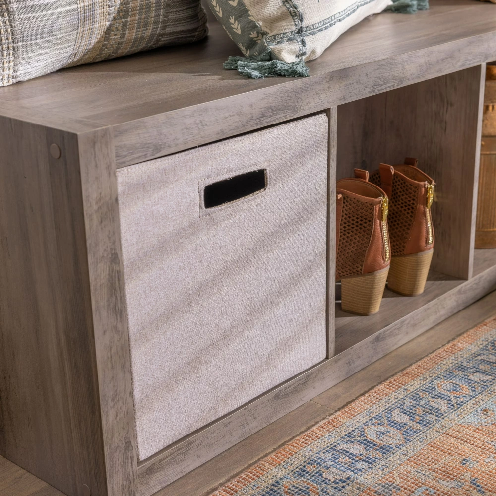 3 Cube Storage Organizer, Rustic Gray Fabric Collapsible Shelf view 6